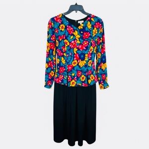 Bold 90’s Vintage Dress Liz Claiborne Plus sz 14 Luncheon Soft Padded Shoulders